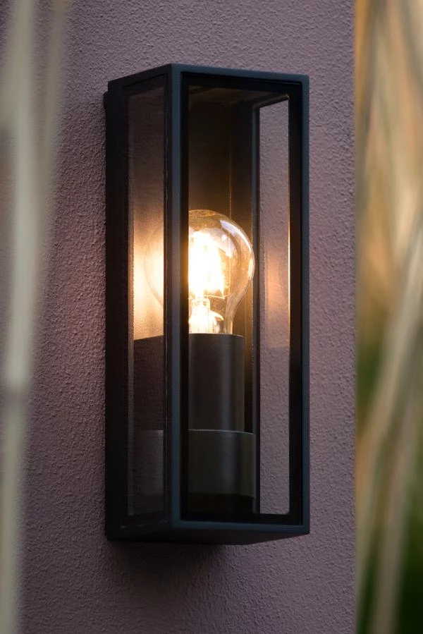 Lucide DUKAN - Wall light Outdoor - 1xE27 - IP65 - Black - ambiance 2